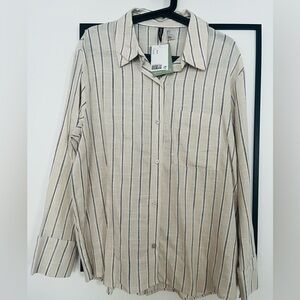 Oversized Striped Beige Shirt